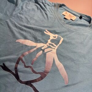 Original Penguin Mens Blue Graphic Logo Short Sleeve‎ Cotton T-Shirt